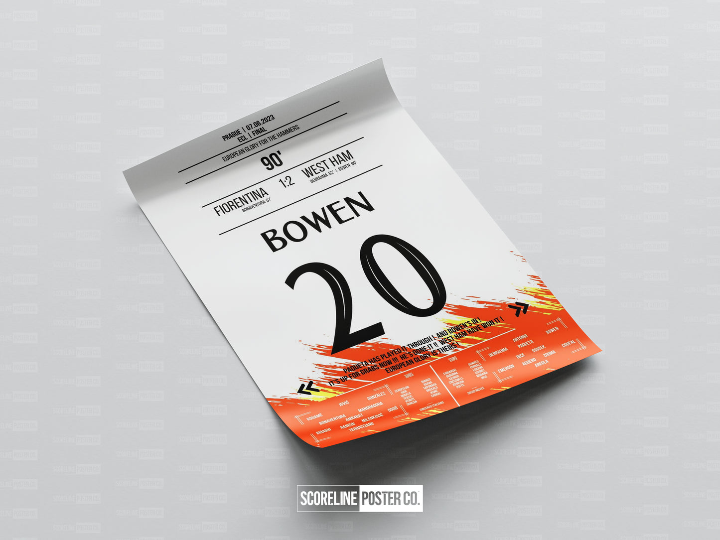 Jarrod Bowen ECL Final Shirt Poster