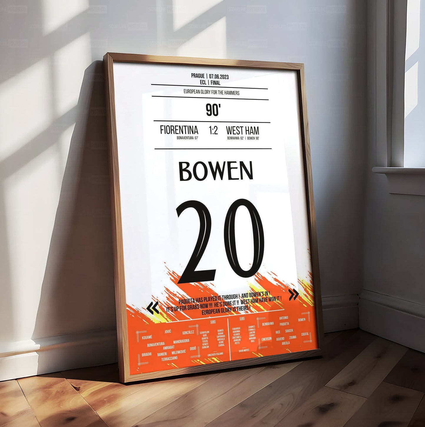 Jarrod Bowen ECL Final Shirt Poster