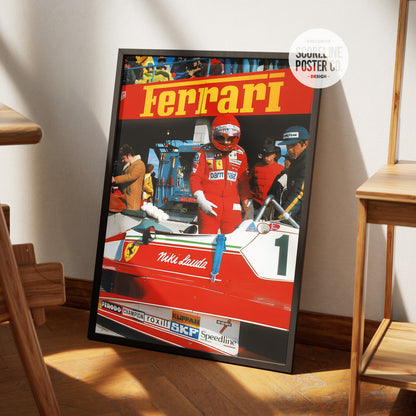 Lauda Ferrari Vintage F1 Poster