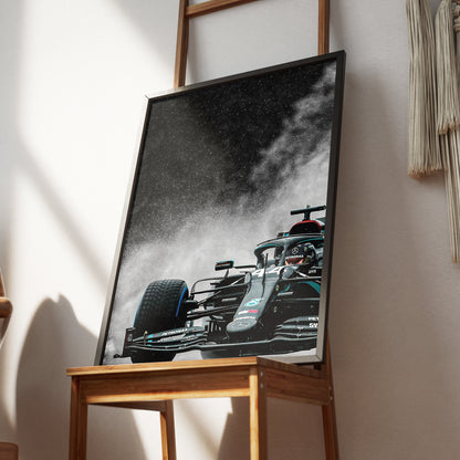 Lewis Hamilton Mercedes Rain F1 Poster